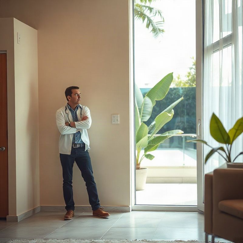 Profissional mede uma parede durante visita técnica a apartamento carioca